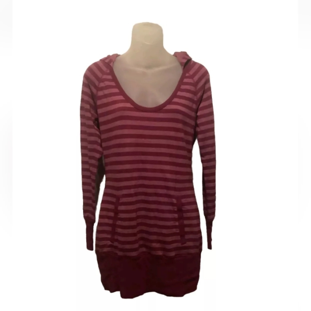 Express Striped Light And Dark Purple Hoodie Dress Athleisure Women's Size Small